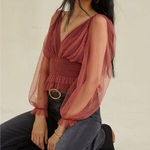 Anthropologie Tulle Blouse